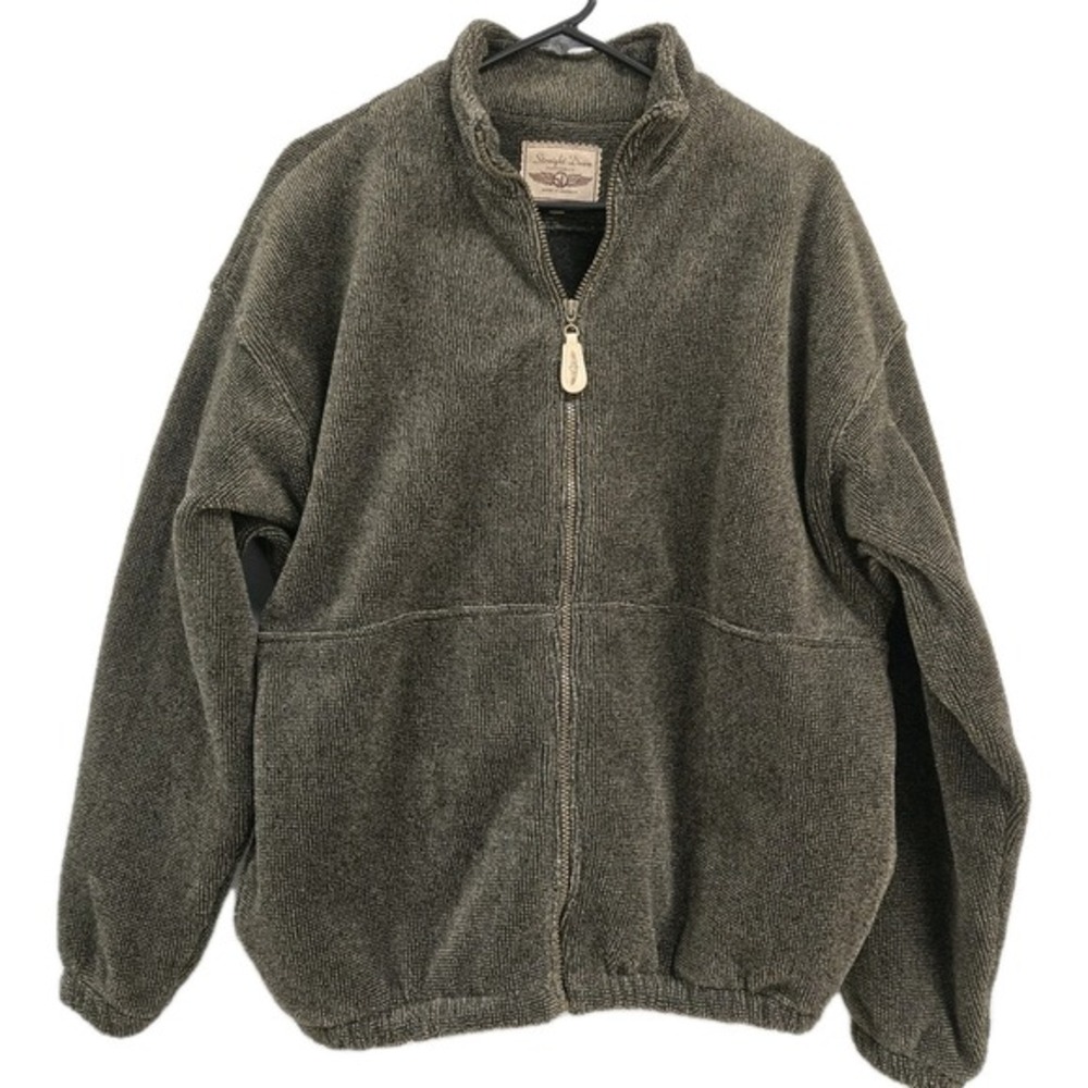 Straight Down Golf Jacket Men Large Vintage Full Zip Fleece Brown Outdoor Casual - Picture 3 of 11